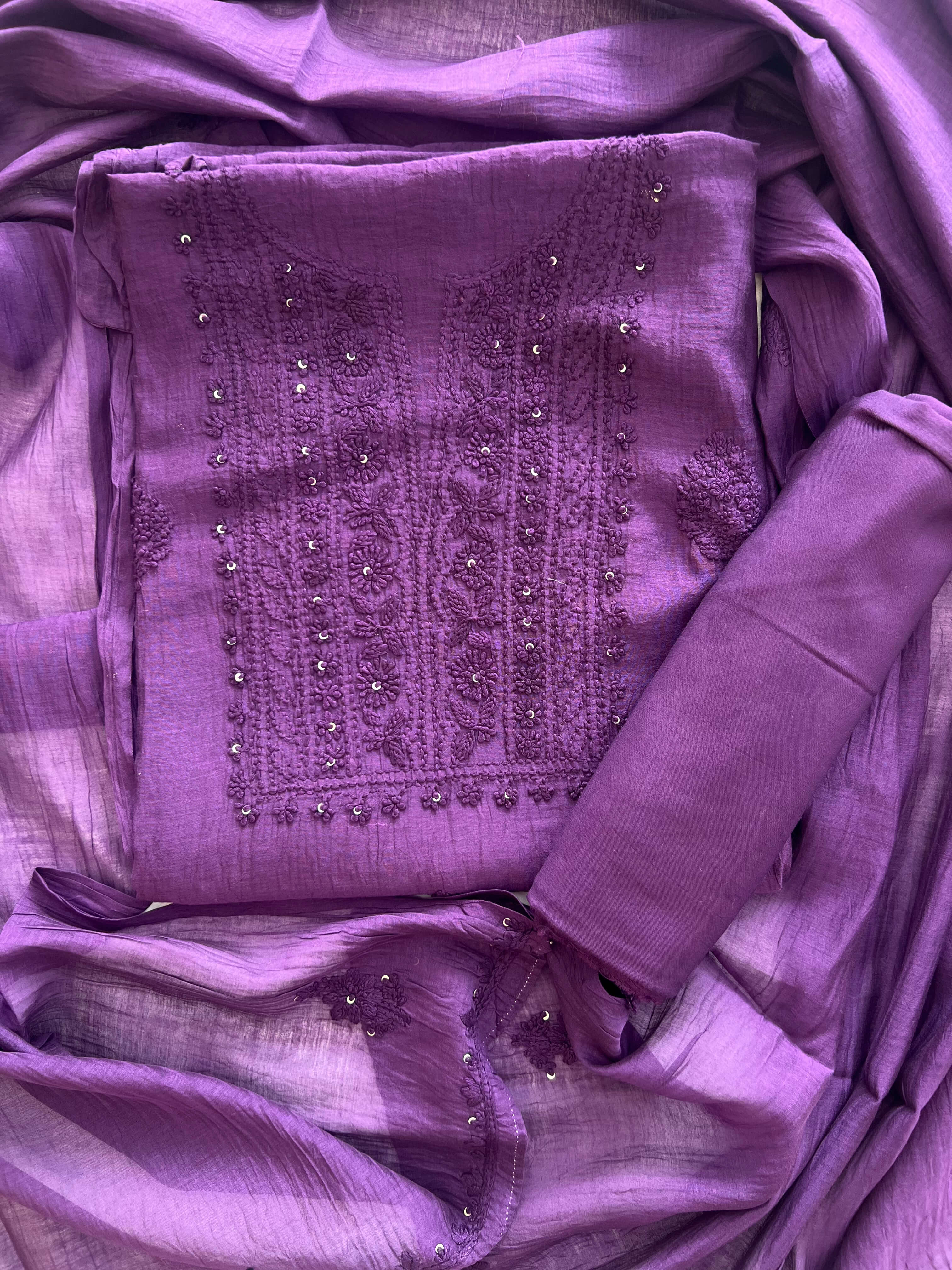 Purple Chikankari