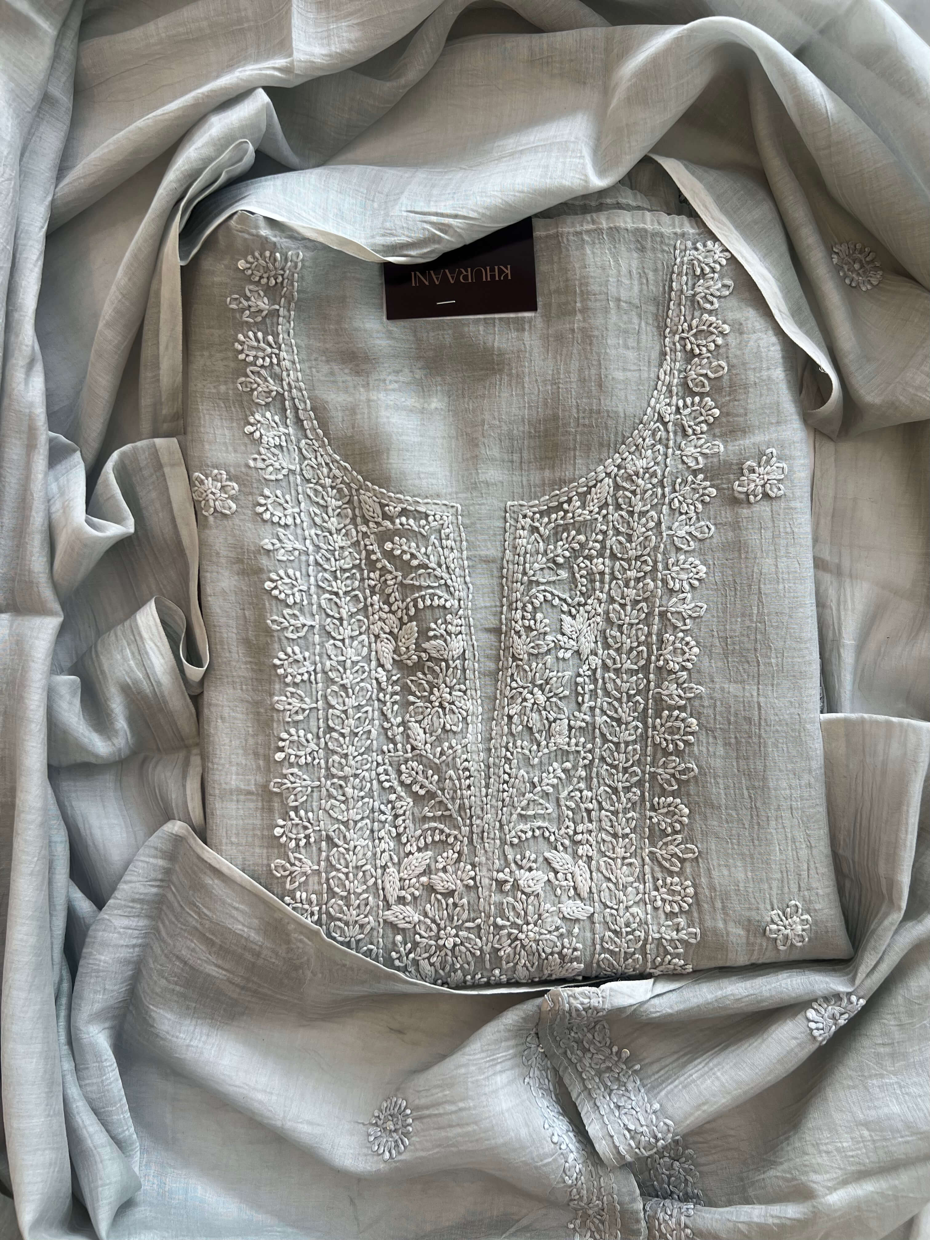 Sage Grey Chikankari