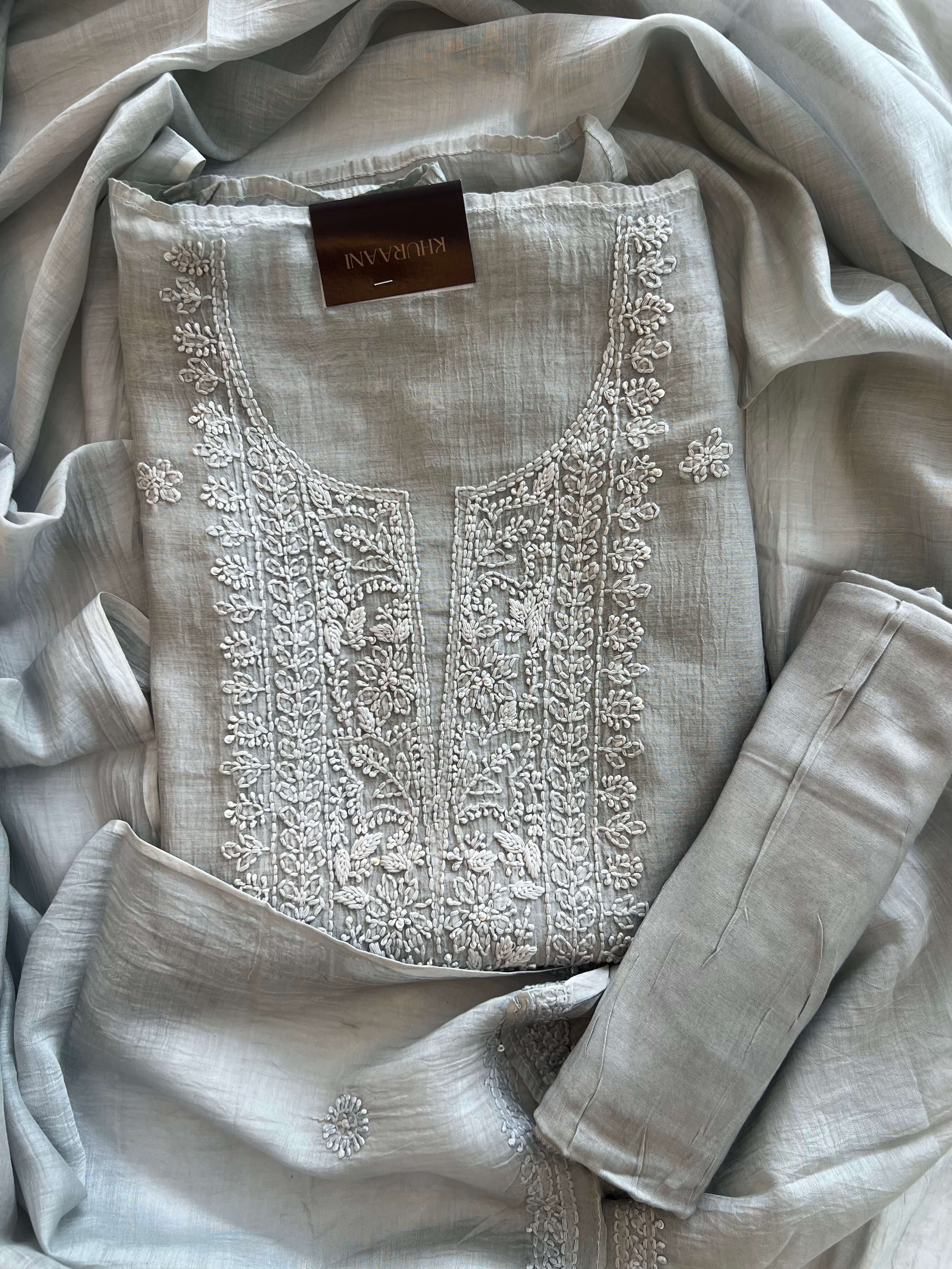 Sage Grey Chikankari