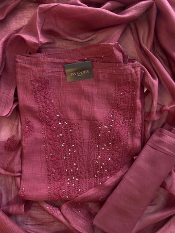 Deep Dusty Pink Chikankari