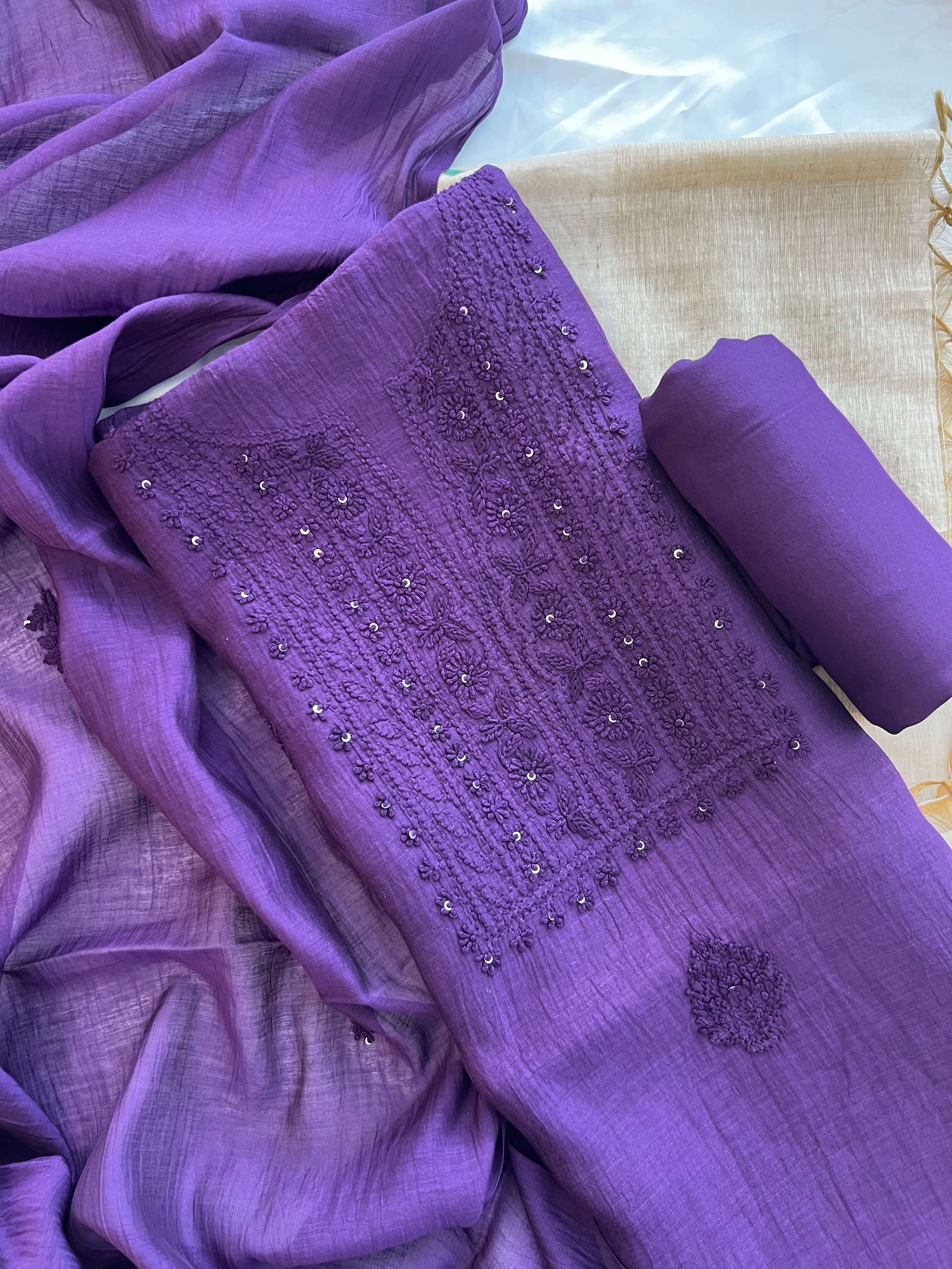 Purple Chikankari