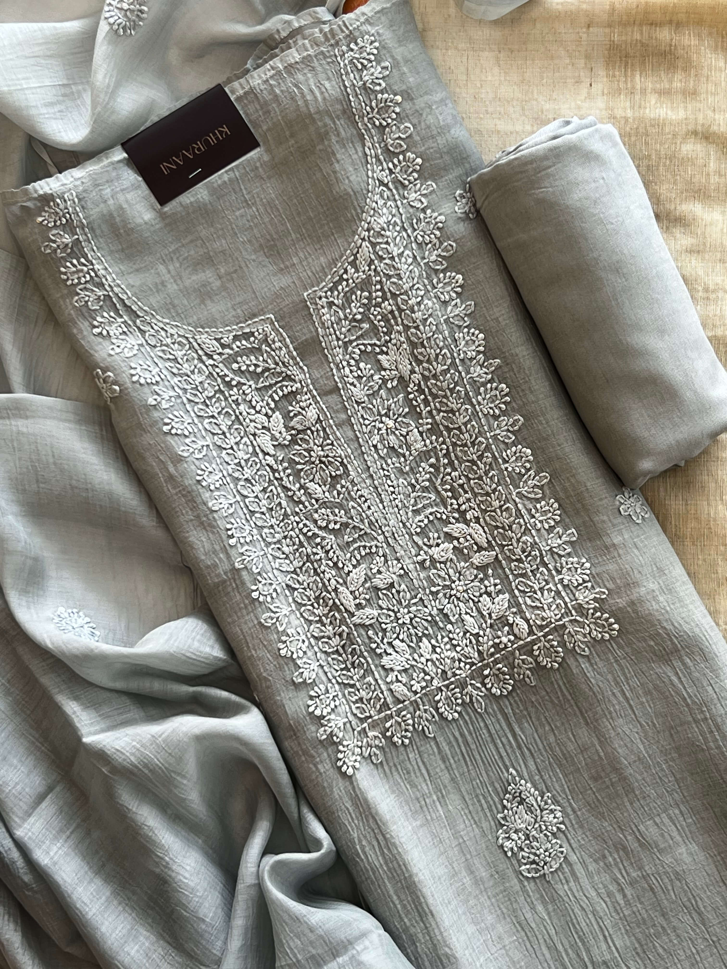 Sage Grey Chikankari