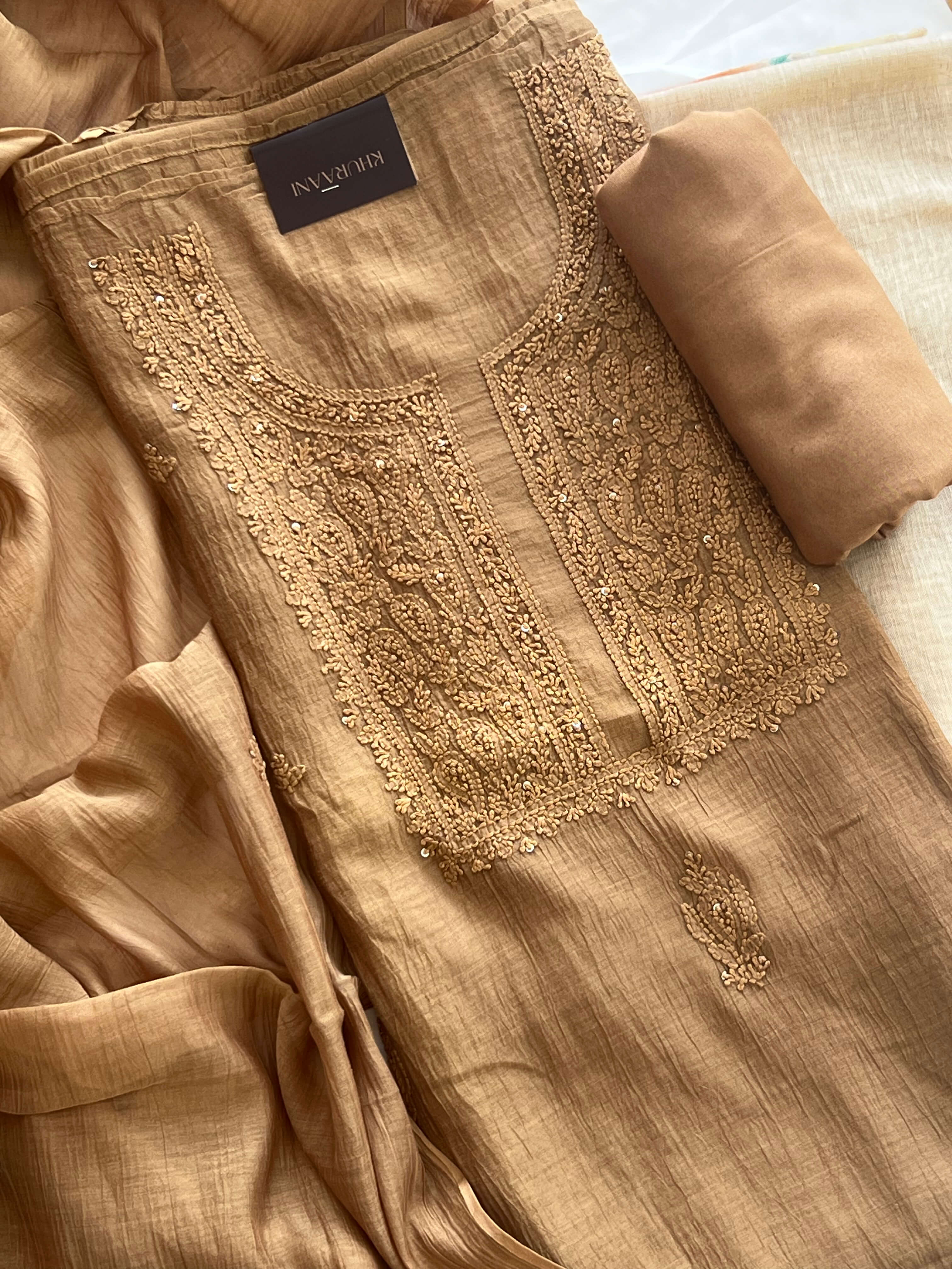 Mustard Gold Chikankari