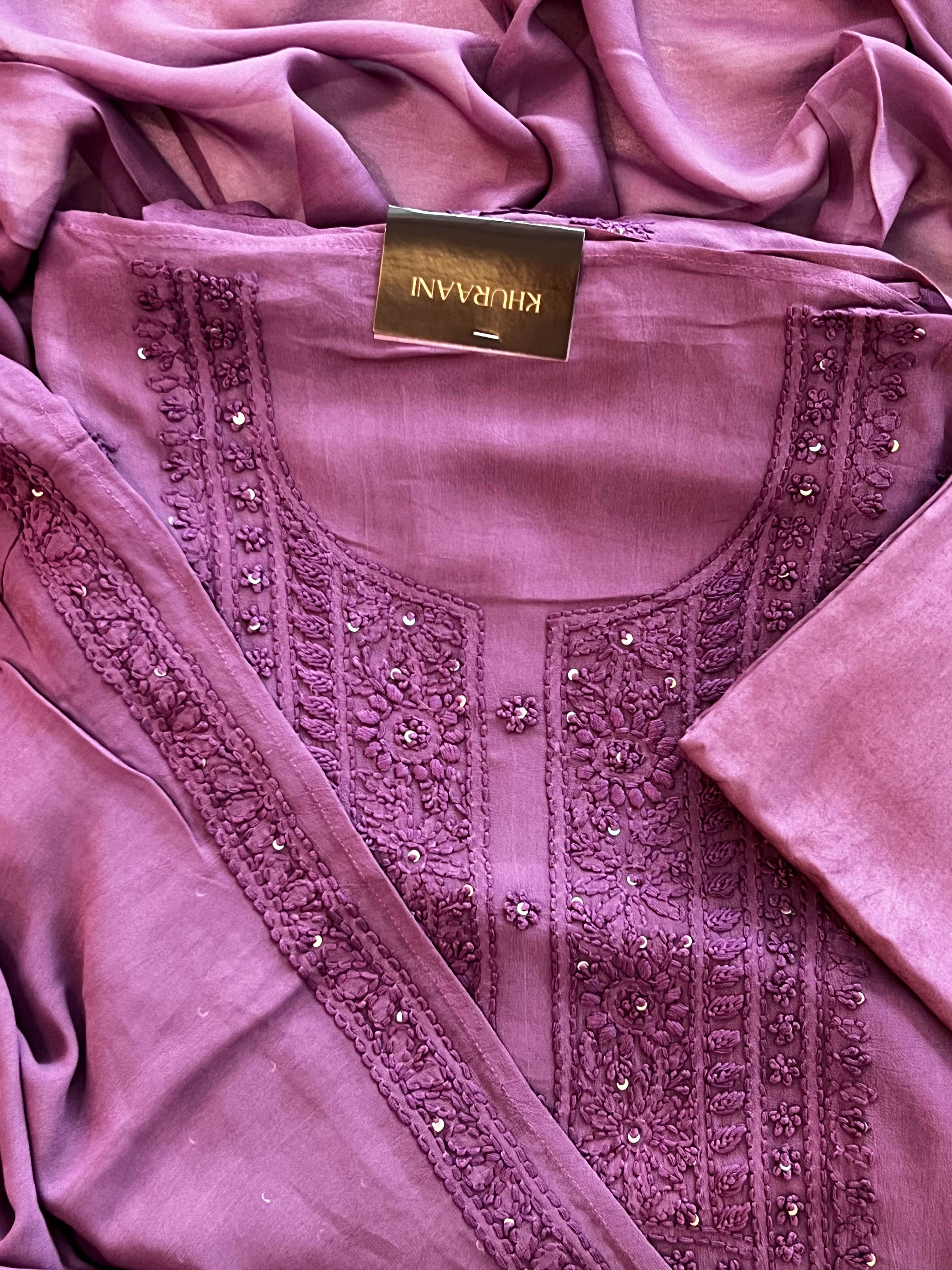 Mauve Purple Chikankari