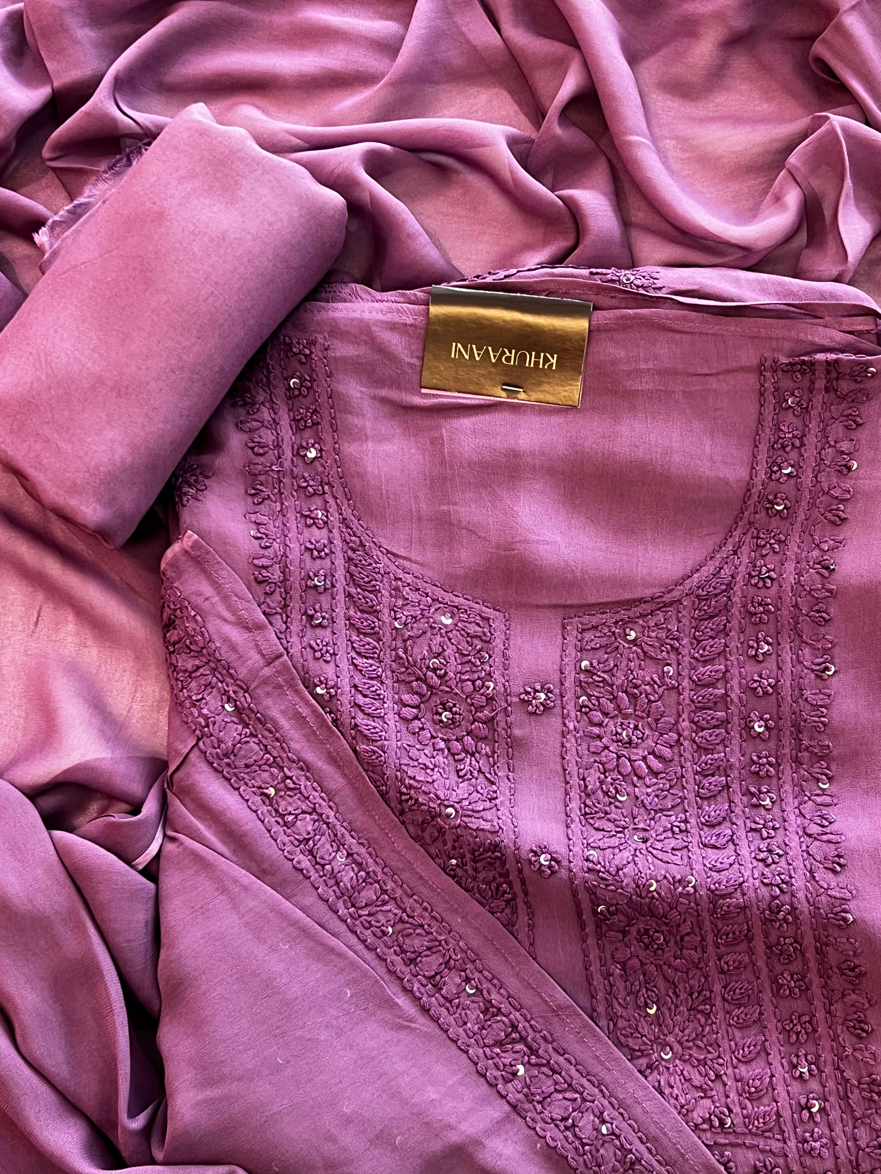 Mauve Purple Chikankari