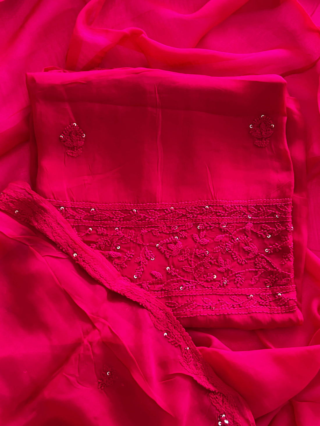 Hot Pink Chikankari