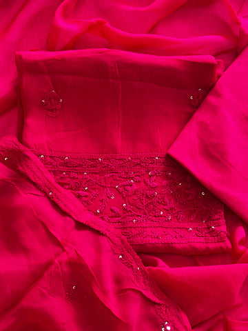 Hot Pink Chikankari