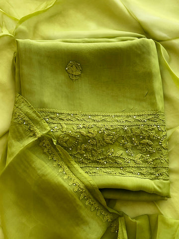 Lime Green Chikankari