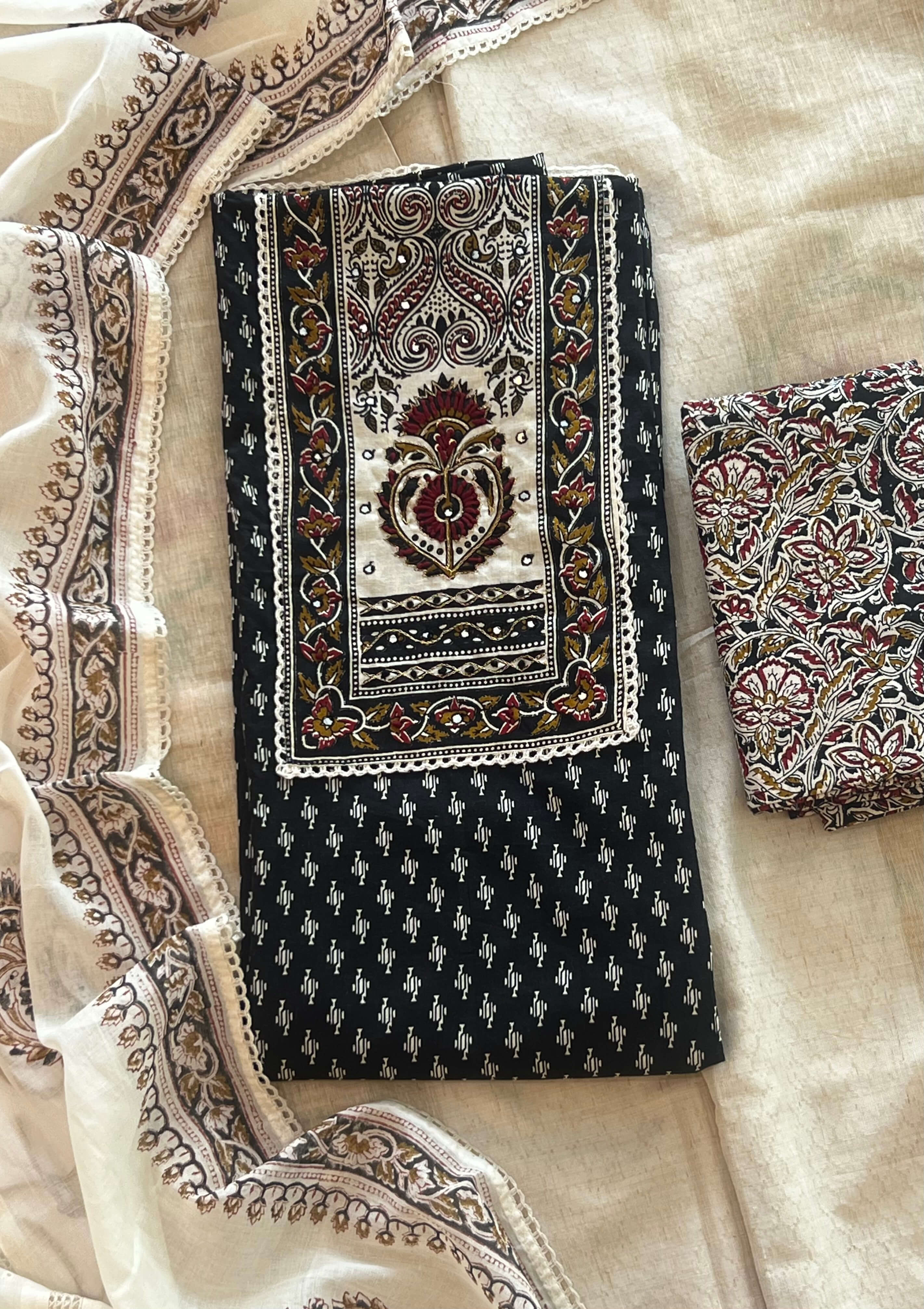 Black Cotton Handwork Set