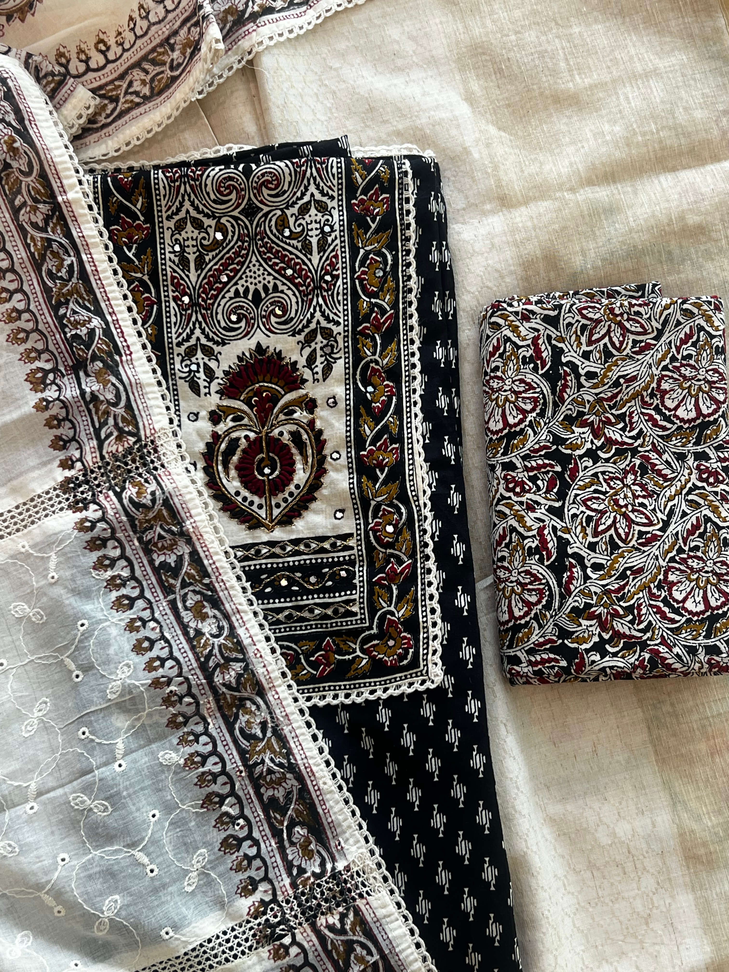 Black Cotton Handwork Set