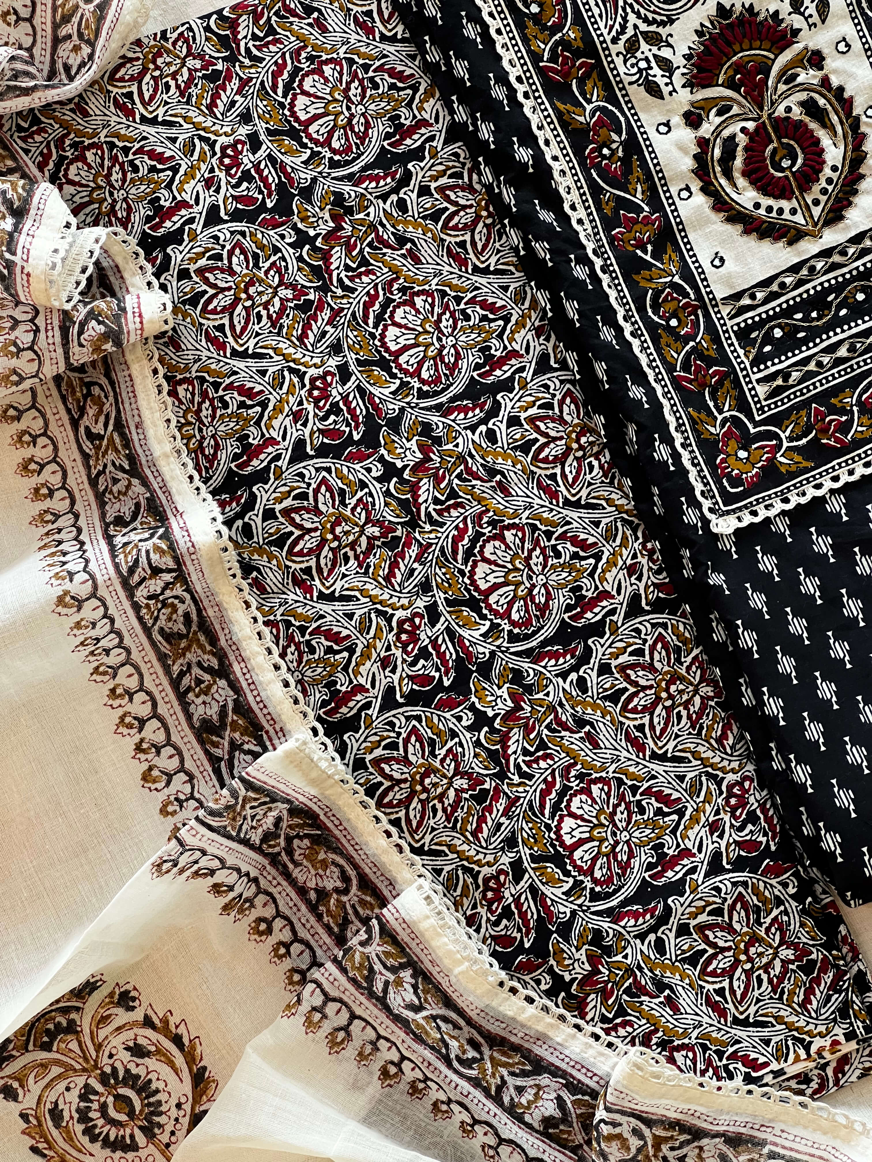Black Cotton Handwork Set