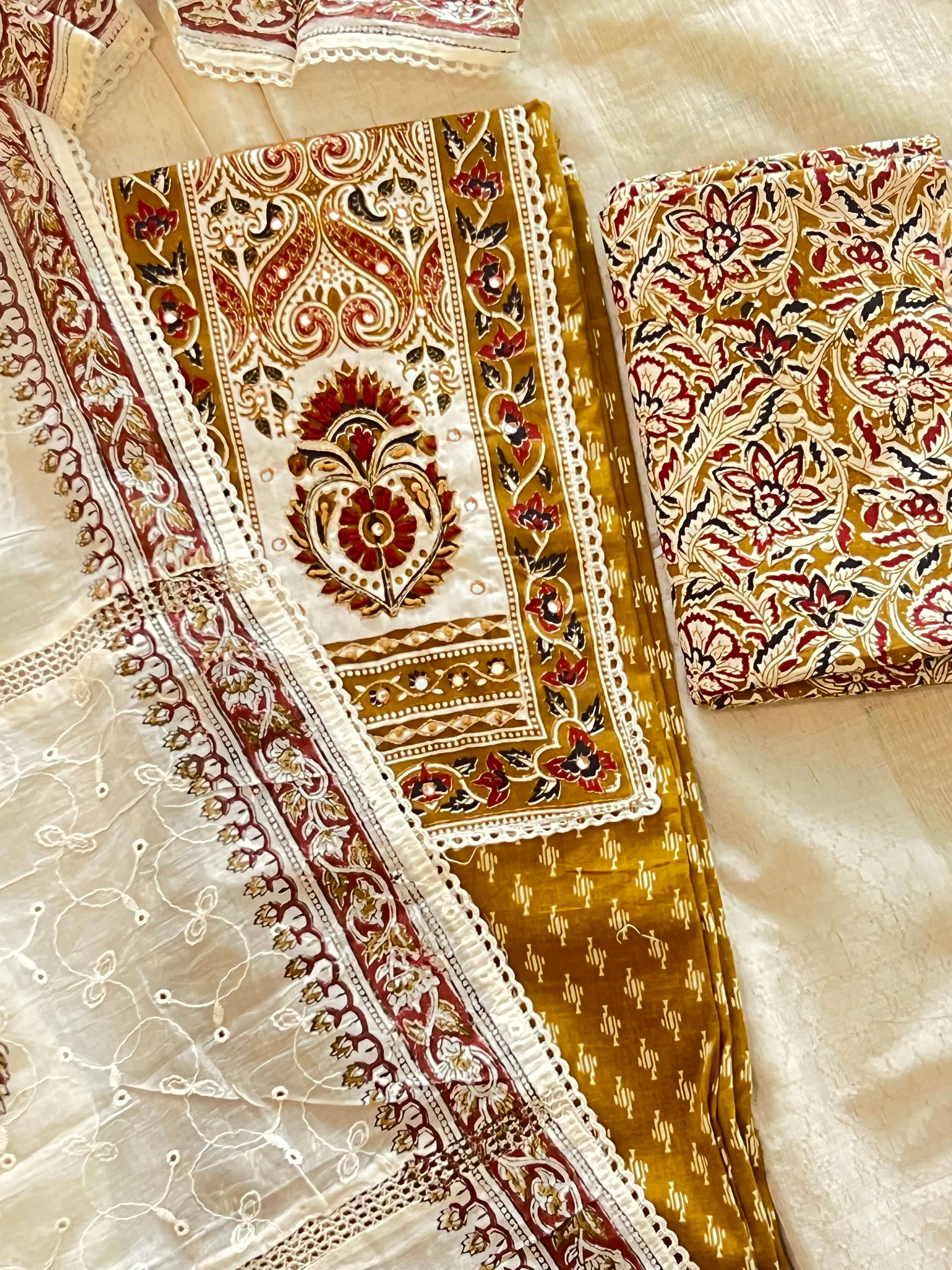 Mustard Yellow Cotton Handwork Set