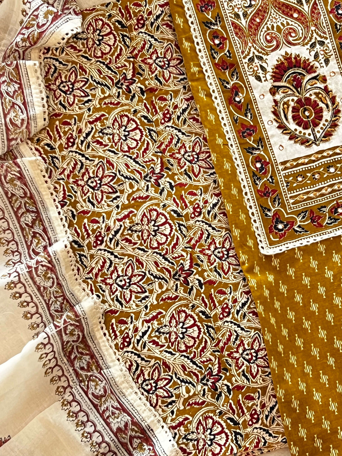 Mustard Yellow Cotton Handwork Set