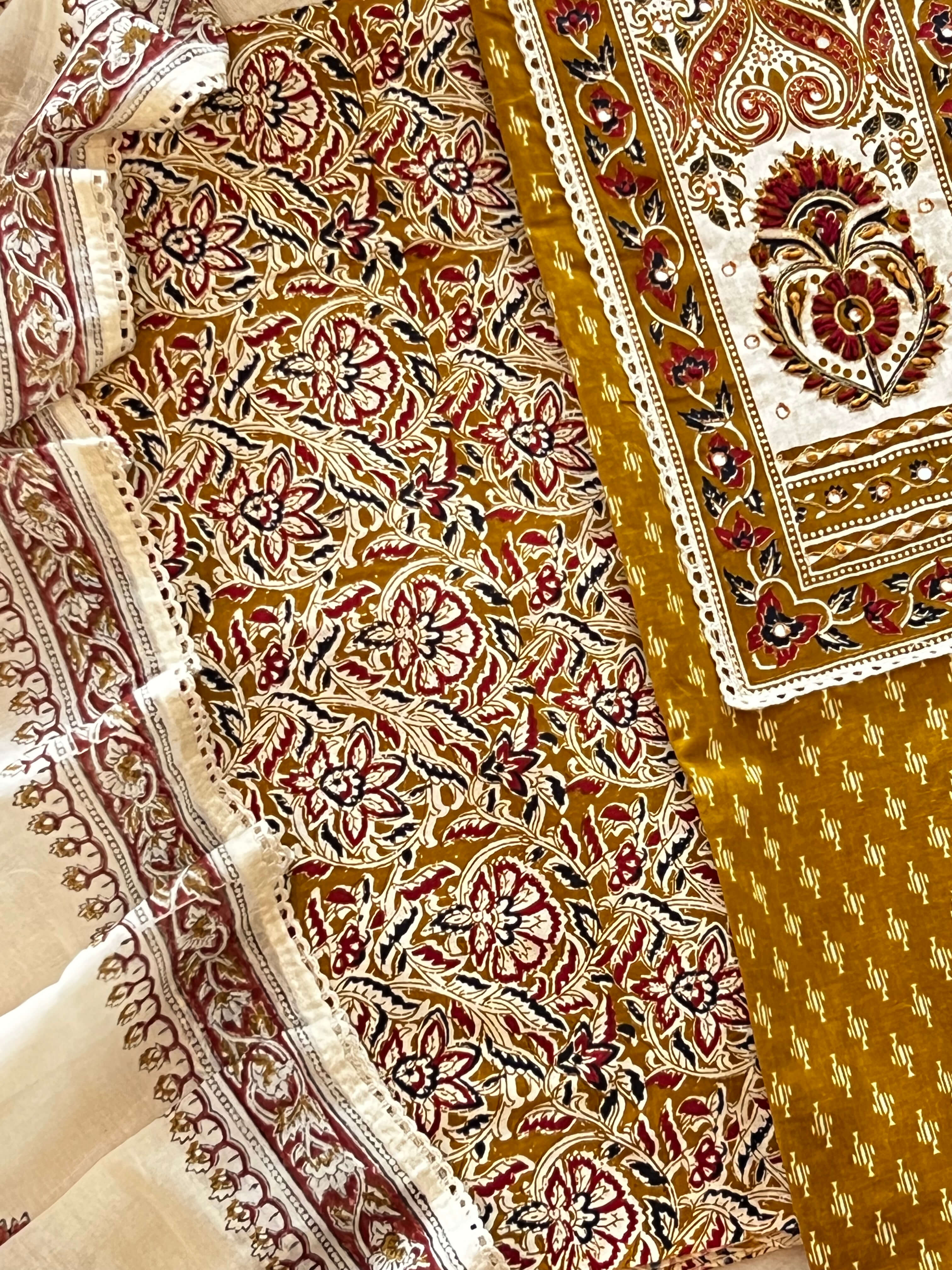 Mustard Yellow Cotton Handwork Set