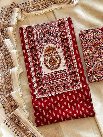 Rust Red Cotton Handwork Set