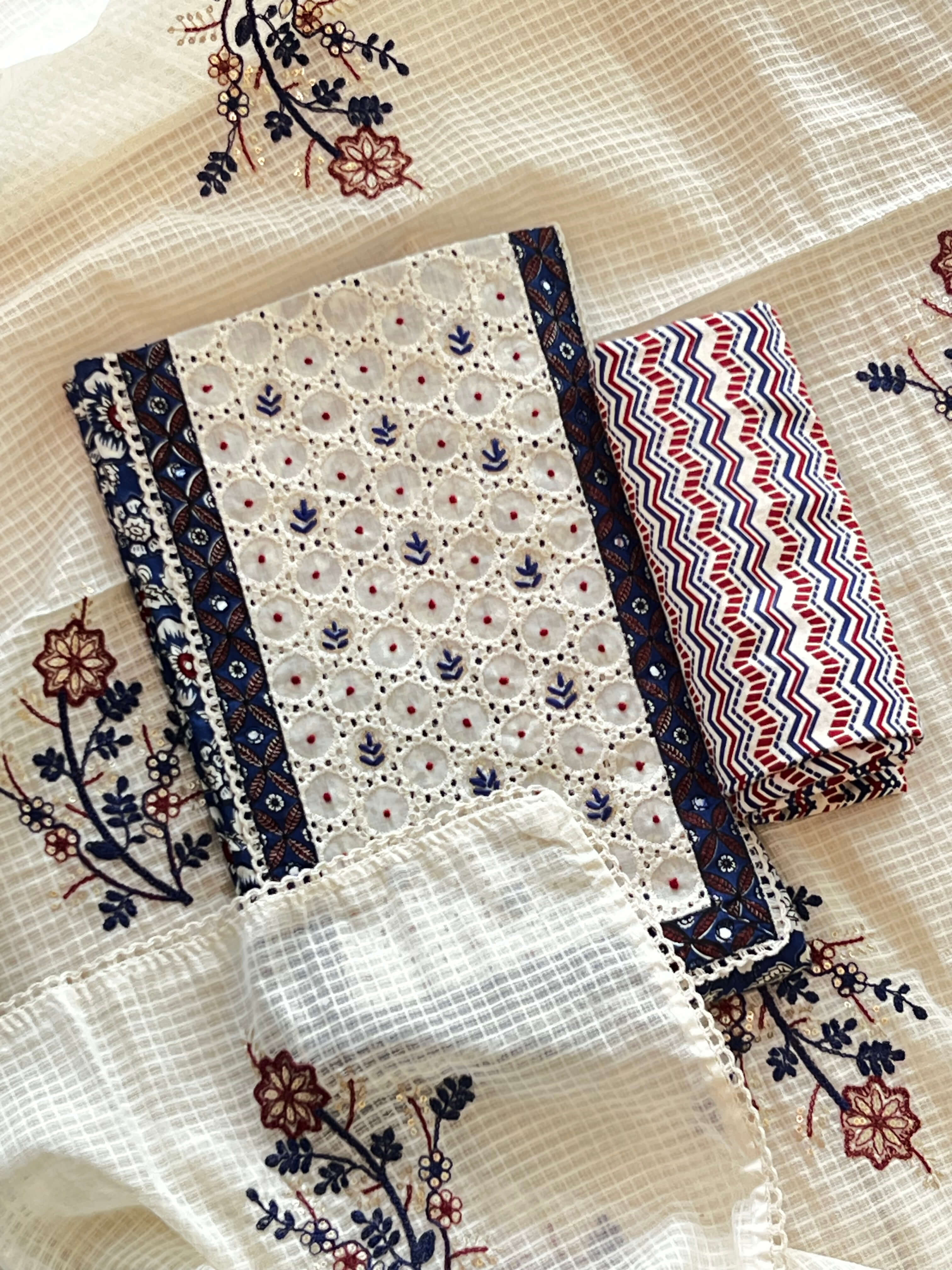 Navy Blue Cotton Hakoba Set