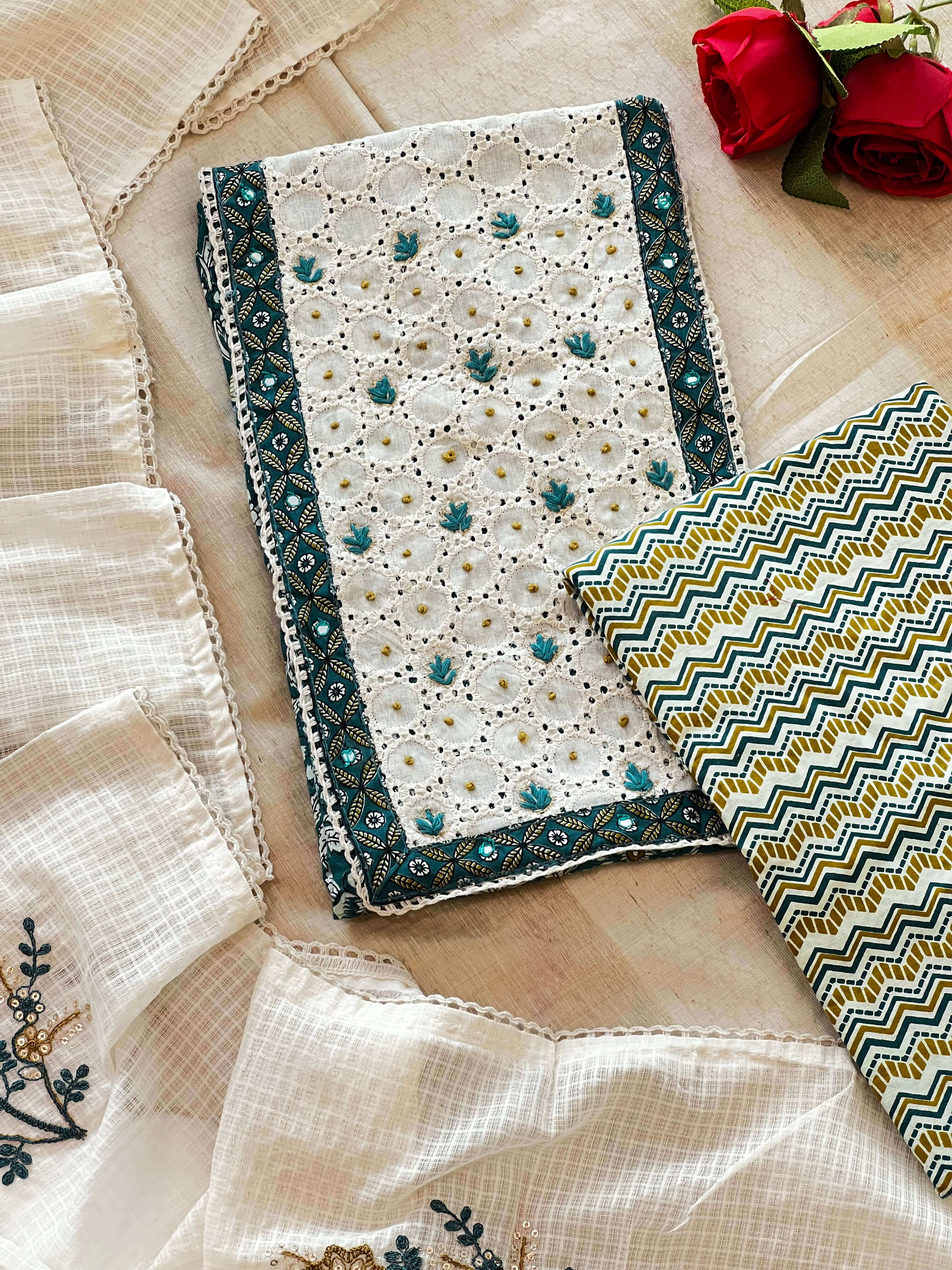 Teal Blue Cotton Hakoba Set