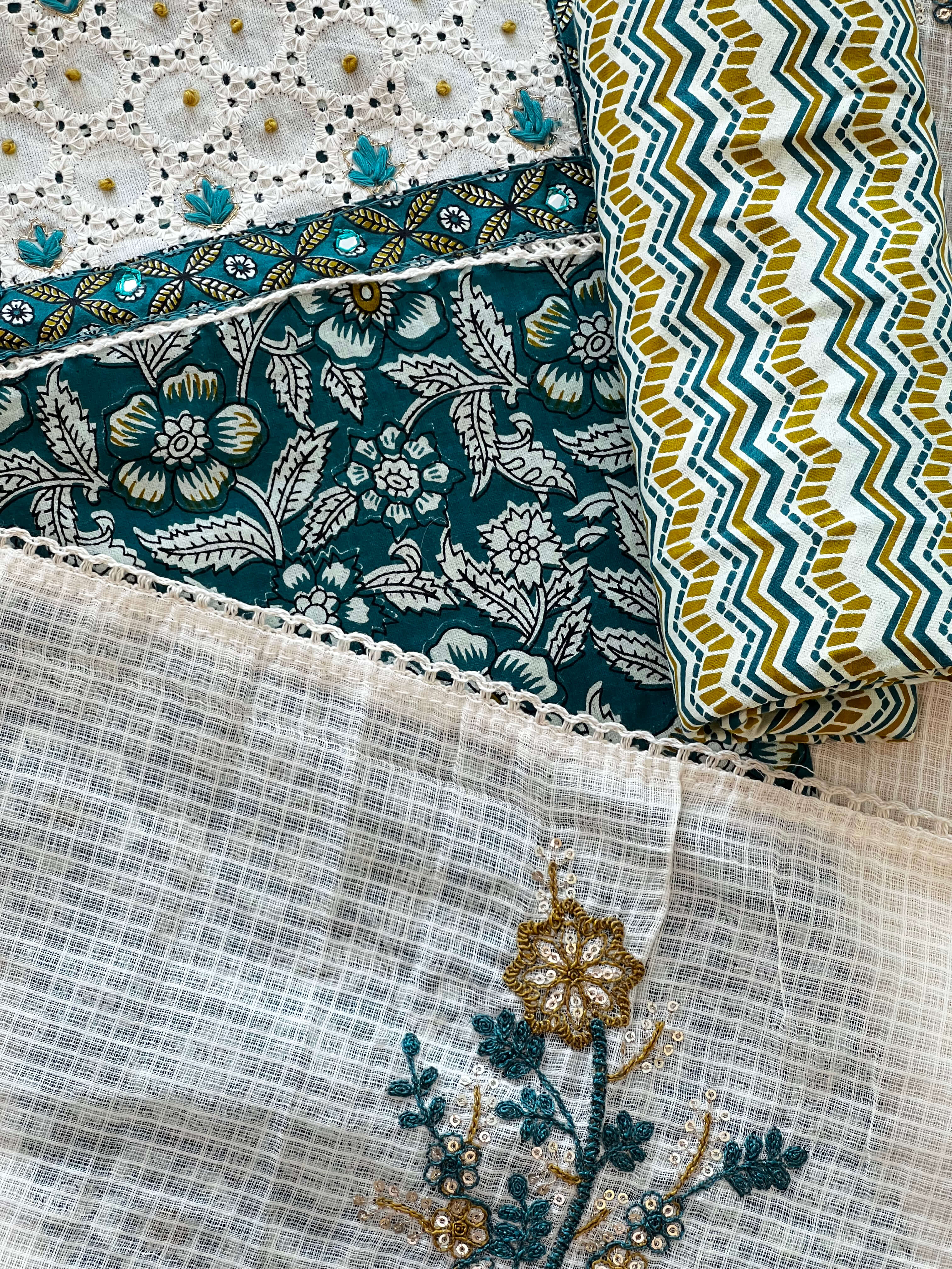 Teal Blue Cotton Hakoba Set