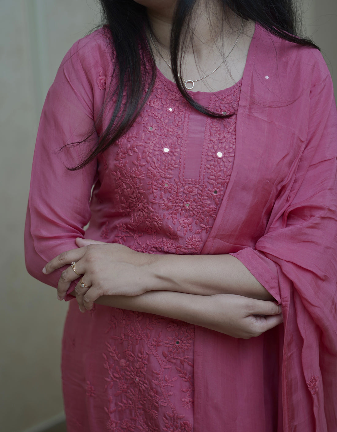 Dusty Rose Chikankari Suit Set