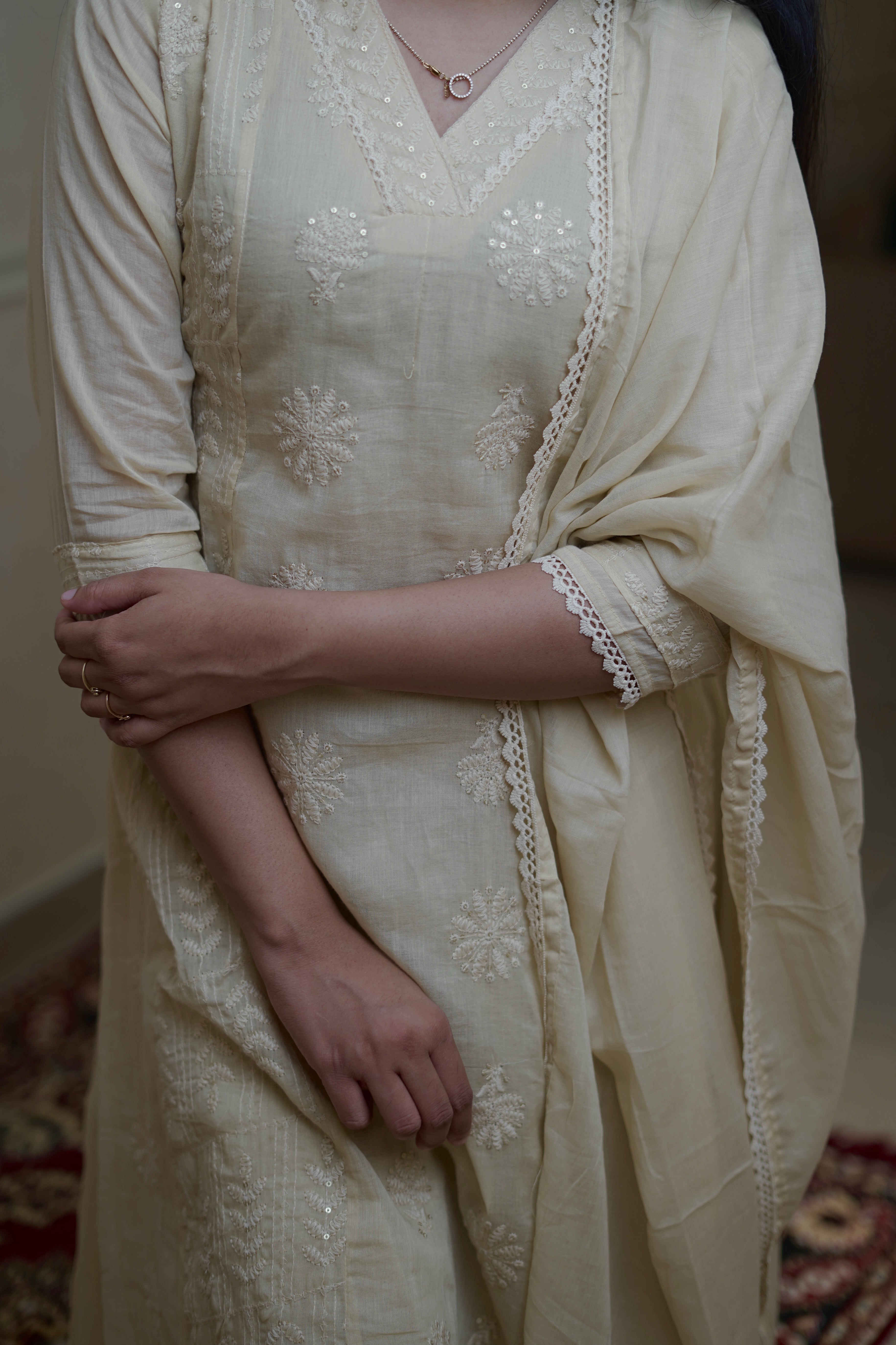 Elegant Ivory Threadwork Set