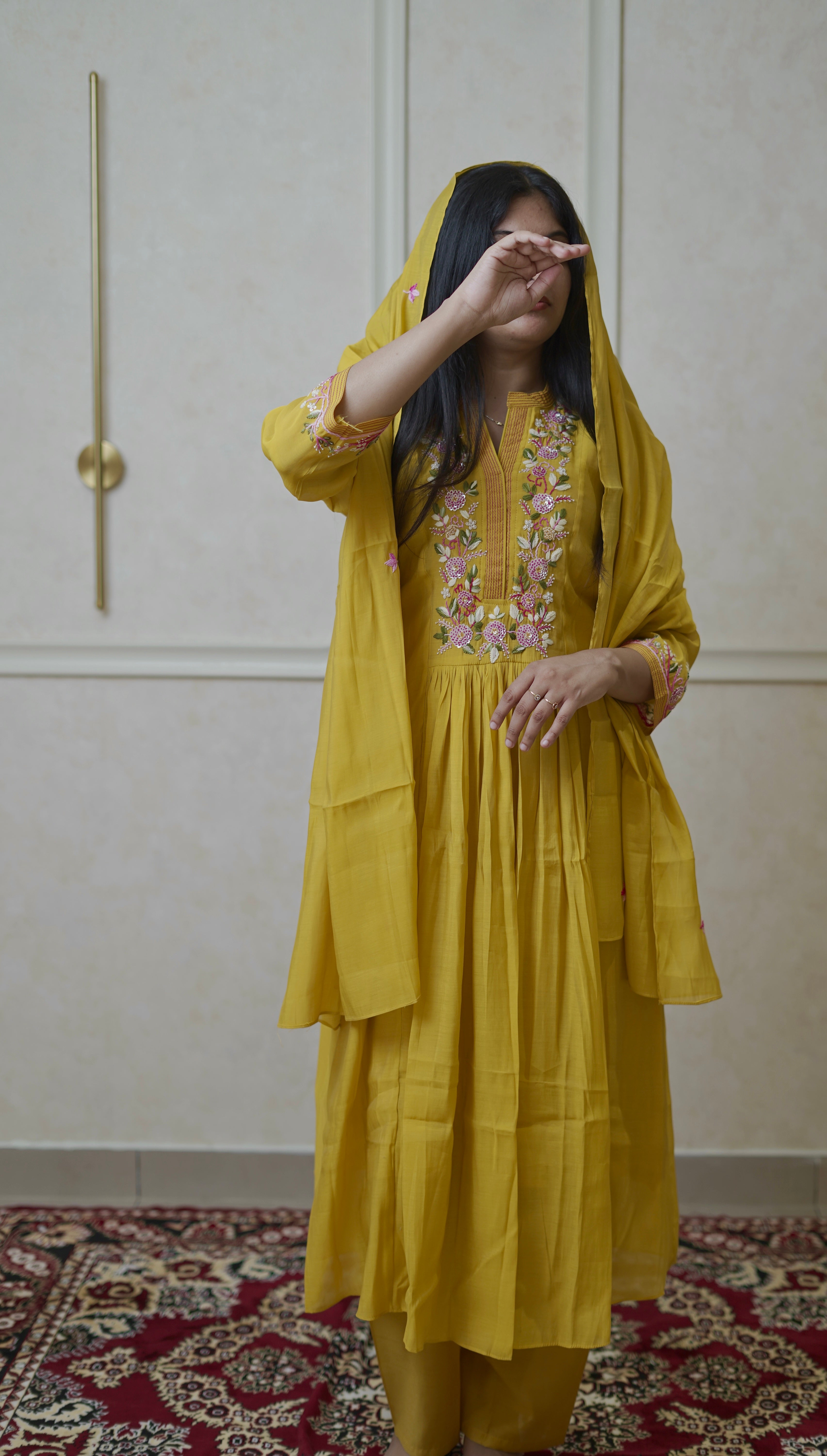 Sunehri Grace Suit Set - Amber Yellow