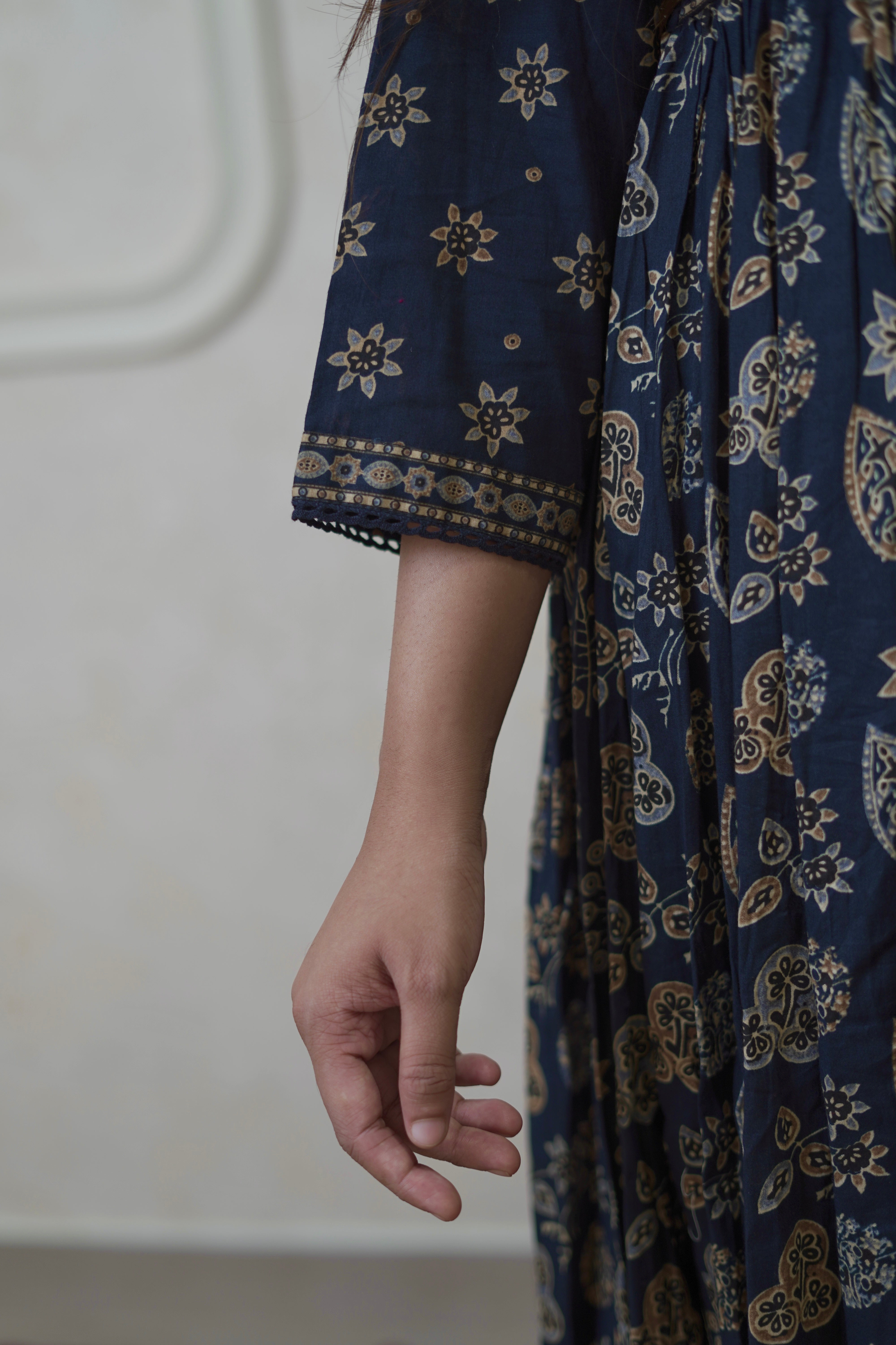Noor Indigo Floral Anarkali Set - Navy Blue