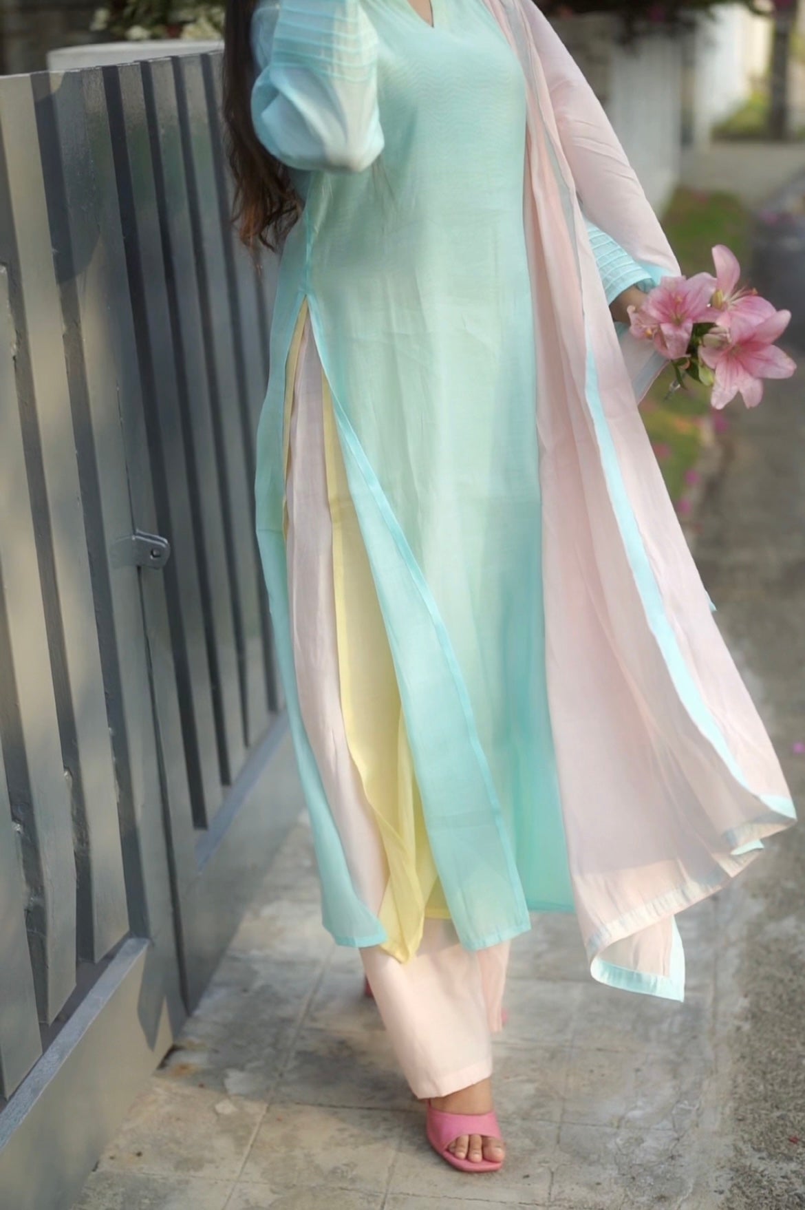 Double layered pastel salwar