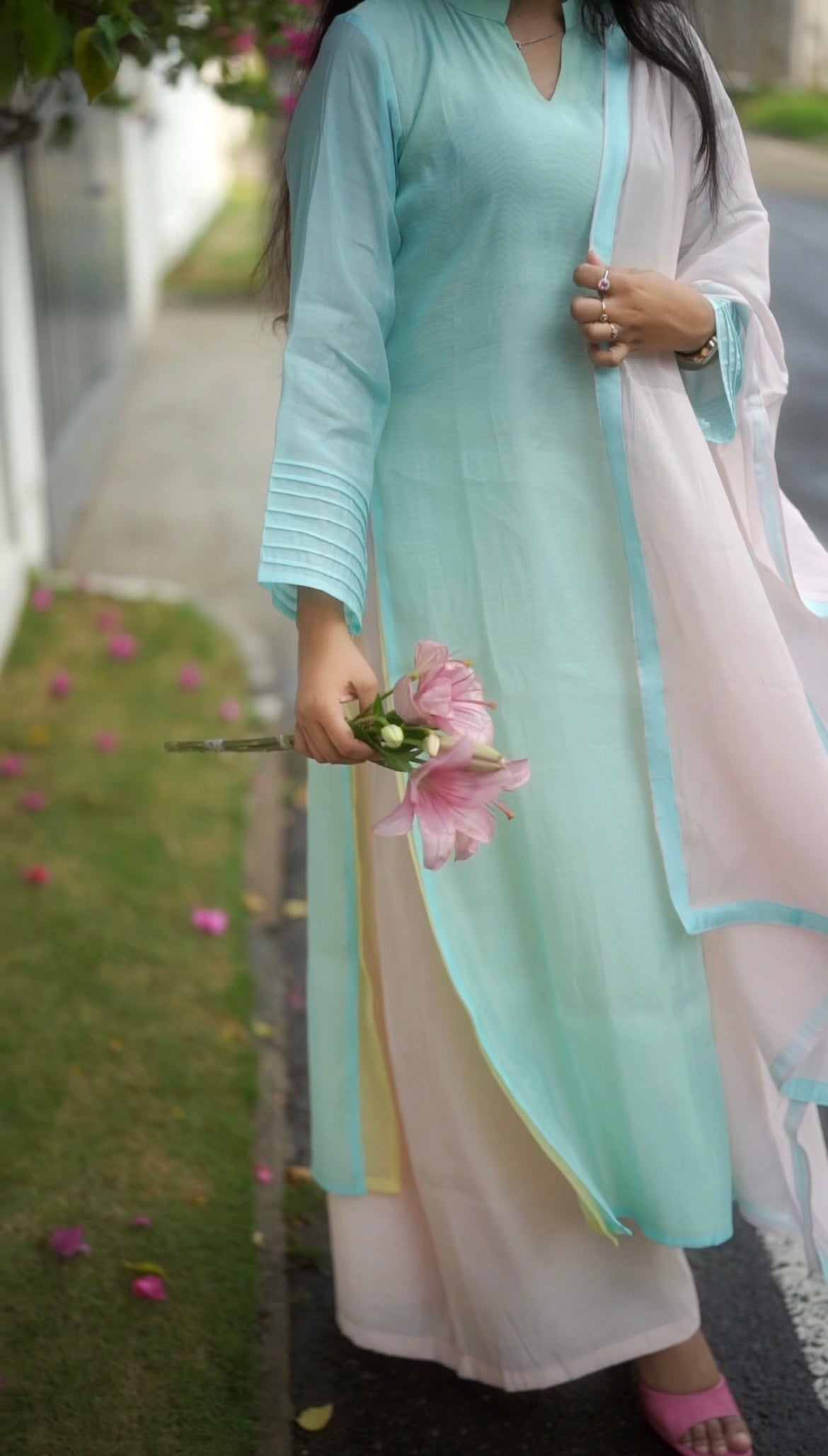 Double layered pastel salwar