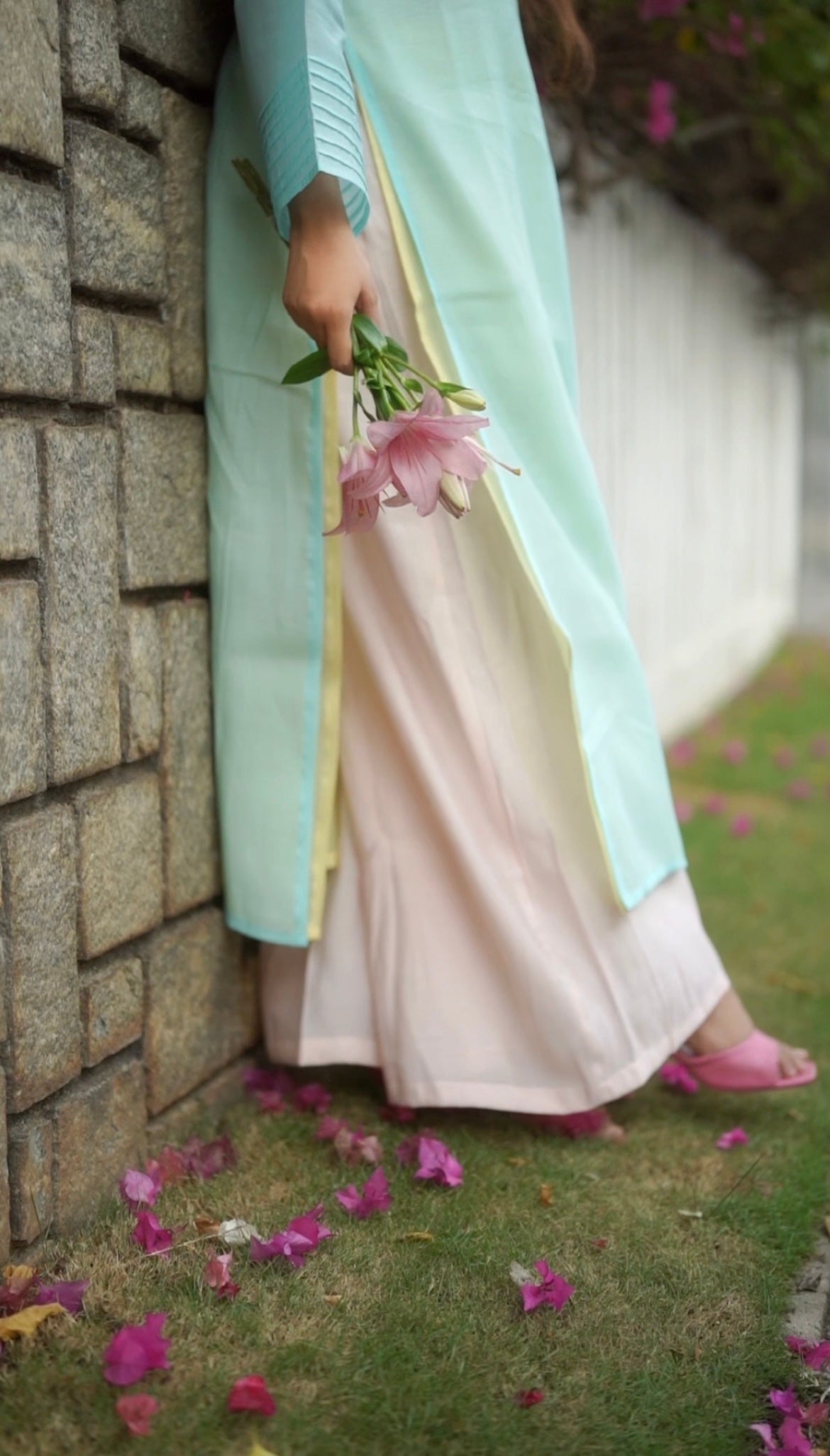 Double layered pastel salwar
